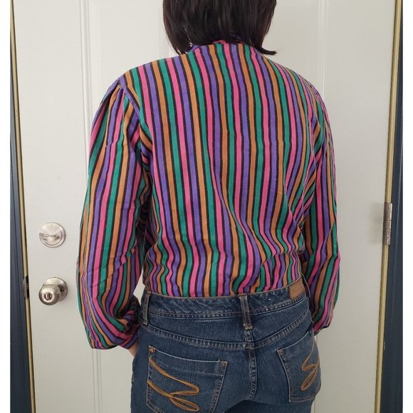 70s Colorful Striped‎ Button Down - Picture 3 of 4